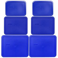 Pyrex (2) 7212-PC 11 Cup (2) 7211-PC 6 Cup (2) 7210-PC 3 Cup Cobalt Blue Food Storage Lids - 6 Pack