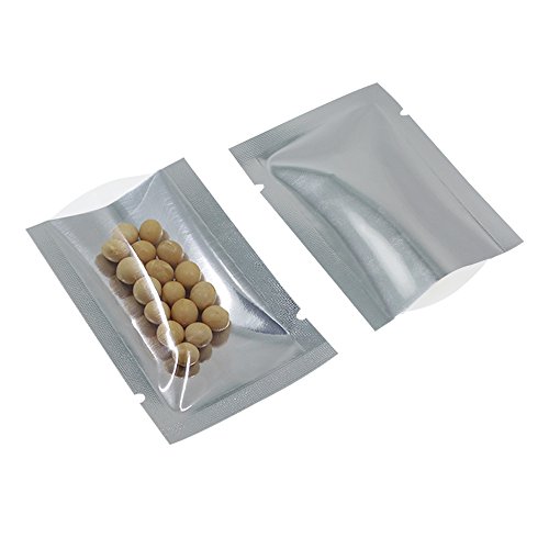 MITOB 200 Pcs Aluminum Foil Smell Proof Pouch Heat Seal Open Top Flat Vacuum Packaging Mylar Bag Food Small Sample Mylar Storage
