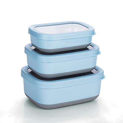 Lille Home Premium Stainless Steel Food Containers/Bento Lunch Box With Non-Slip Exterior | Set of 3, 470ml, 900ml,1.4L |