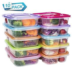 doura Meal Prep Containers 3 Compartment Food Storage Reusable Plastic Bento Microwavable Lunch Boxes with Lids BPA-Free