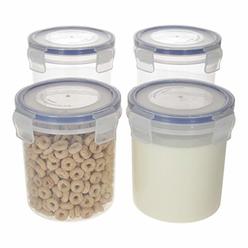Mongsterware Overnight Oats Container Jar (4-Piece set) - 16 oz Plastic Containers with Lids - Oatmeal Container to go | Portable Cereal