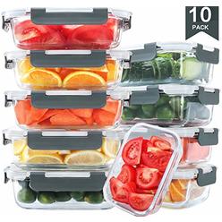 M MCIRCO [10 Pack,22 Oz]Glass Meal Prep Containers,Glass Food Storage Containers with lids,Glass Lunch Containers,Microwave, Oven,