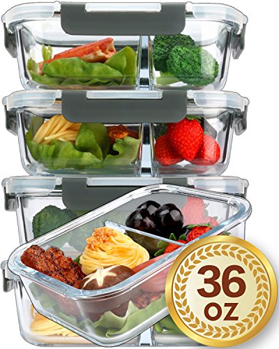 M MCIRCO [5-Packs,36 Oz]Glass Meal Prep Containers 2