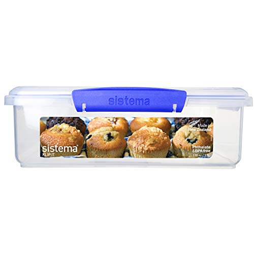Sistema KLIP IT Utility Collection Bakery Box Food Storage Container, 14.8  Cup, Clear/Blue
