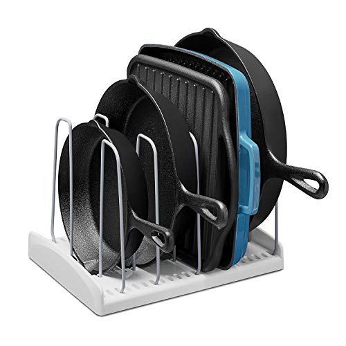 YouCopia StoreMore Cookware Rack Adjustable Pan Organizer, White