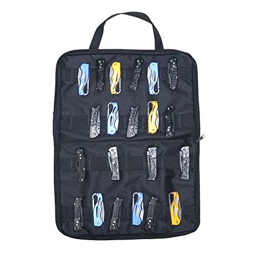Hersent Large Pocket Knife Storage Case, Folding Knife Carrying Bag, 32 Pockets Small Knife Roll Pouch, Knife Collection, Storing And