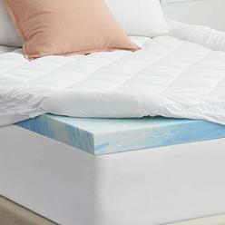 Sealy 4" SealyChill Gel + Comfort Pillowtop Memory Foam Mattress Topper, Queen, White