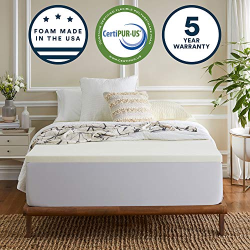 Sleep Innovations 2-inch Memory Foam Mattress Topper, Queen, Made in The USA