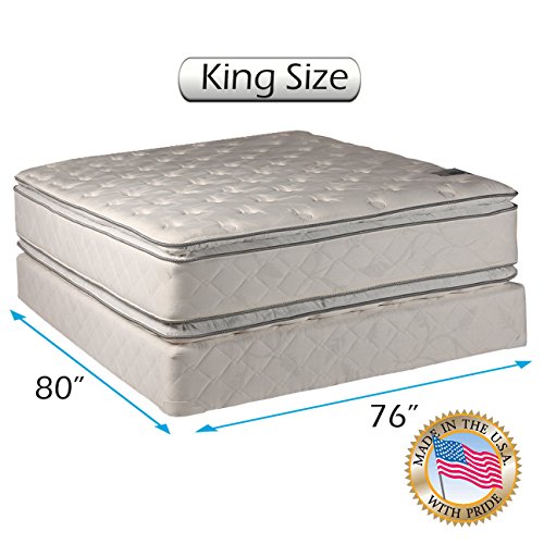 Dream Solutions USA Dream Solutions Pillow Top Mattress and Box Spring Set (King) Double-Sided Sleep System with Enhanced Cushion Support- Fully