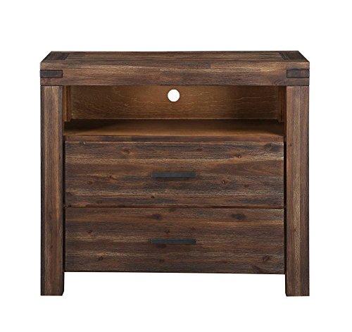 Modus Furniture Meadow Solid Wood 2-Drawer Media Chest, Brick Brown