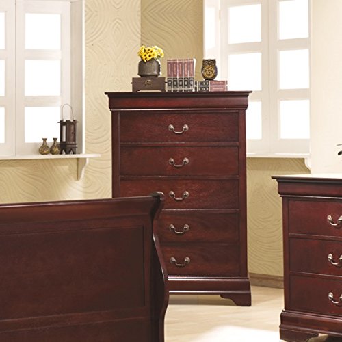 Coaster Louis Philippe 5-Drawer Chest Red Brown