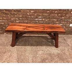 SRL Rustic Log Bench Pine and Cedar with Live Edge Furniture (4', Indoor Honey Pine)