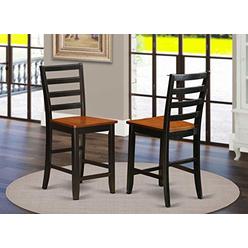 East West Furniture FAS-BLK-W Stool counter height chair-Wooden Seat and Black Hardwood Structure counter height chairs set