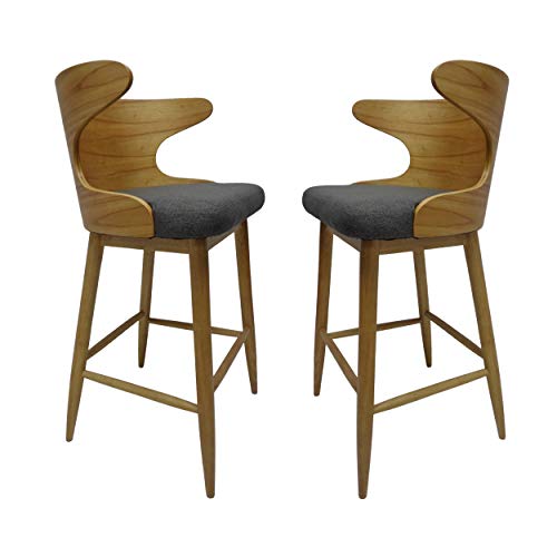 Christopher Knight Home Truda Mid Century Modern Fabric Barstools Set of 2 in Charcoal
