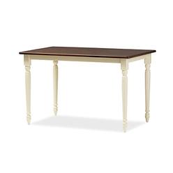 Baxton Studio Laurence French Country Cottage Dining Table, Buttermilk/Cherry