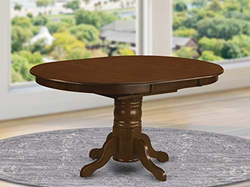 East West Furniture KET-ESP-TP Butterfly Leaf Oval Dining Table - Espresso Table Top and Espresso Finish Pedestal Legs Solid
