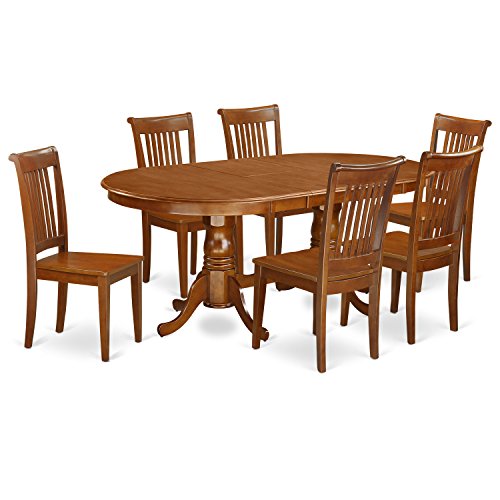 East West Furniture 7 Pc Dining room set for 6-Dining Table and 6 Dining Chairs
