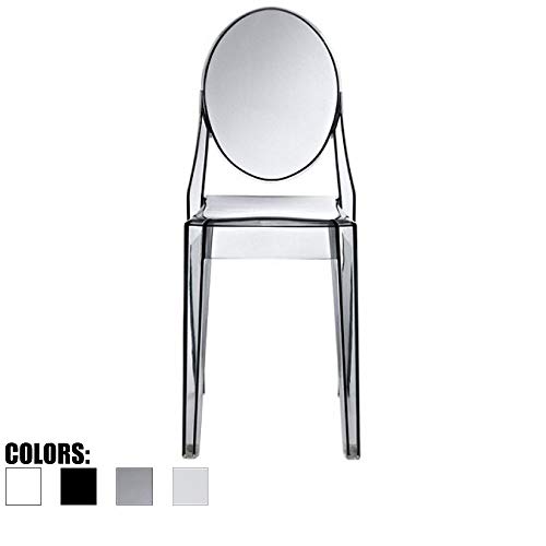 2xhome - Victoria Style Ghost Side Chair Transparent Acrylic Chair (Smoke)