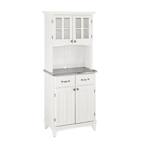 Home Styles Buffet of Buffets White with Stainless Steel Top with Hutch by Home Styles