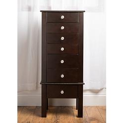 Hives and Honey Kimberly Standing Armoire Jewelry Storage Cabinet, Espresso