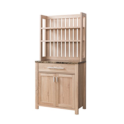 Furniture of America Portia Farmhouse One Drawer Slatted Baker's Rack with Open Shelves and Double Door Cabinet, 31",