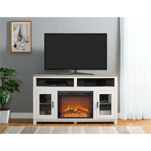 Ameriwood Home Carver Electric Fireplace TV Stand for TVs up to 60" Wide, White