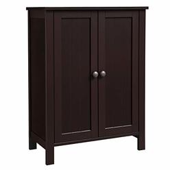 VASAGLE Bathroom Floor Storage Cabinet with Double Door Adjustable Shelf, Brown UBCB60BR