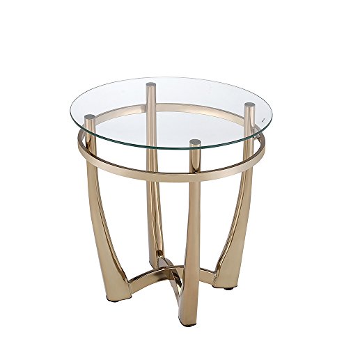 ACME Furniture 81612 Orlando II End Table, Champagne/Clear Glass
