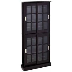 Atlantic Windowpane Multimedia-Storage Cabinet - Tempered Glass Pane Style, Sliding Doors, Stores 720 CDs, 288 DVDs, 144 CDs