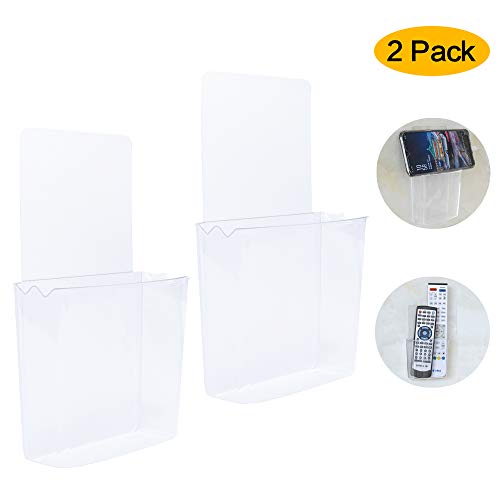 ZC GEL Remote Holder Wall Mount Damage-Free, Clear and Strong Self-Adhesive Universal Media Organizer Storage Box for Mobile