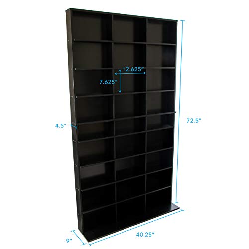 Atlantic Elite Media Storage Cabinet - New/Improved Tower, Stores 837 CDs, 630 Blu-Rays, 531 DVDs, 624 PS3/PS4 Games or 528