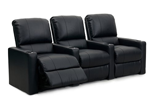 Octane Seating Octane Charger XS300 Leather Home Theater Recliner Set (Row of 3), Black