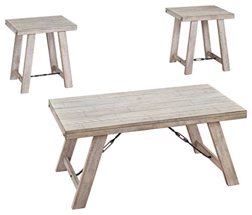 Signature Design by Ashley - Carynhurst Casual Occasional Table Set of 3, Whitewash Wood