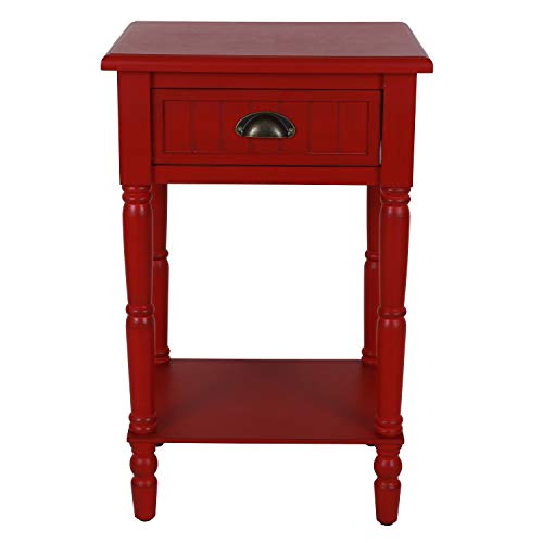 Decor Therapy DÃ©cor Therapy Bailey Bead board 1-Drawer Accent Table, 14x17x26.5, Antique Red