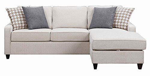 Coaster Montgomery Sectional Sofa with Track Arms and Chaise Cream