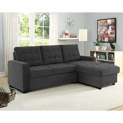 Serta Bakersfield Convertible Sofa with Storage Microfiber Fabric, Steel Grey