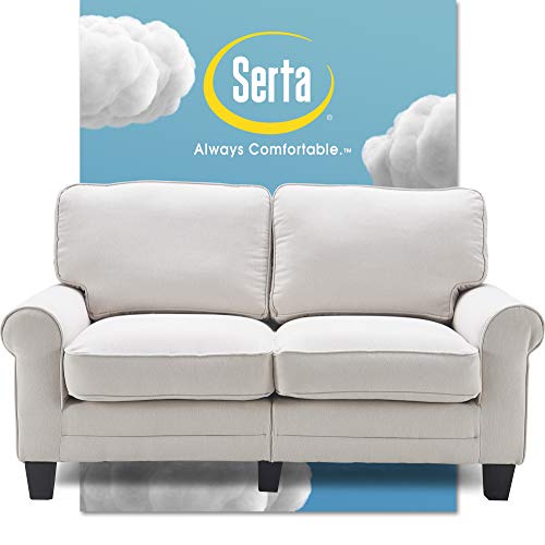 Serta Copenhagen Sofa Couch for Two People, Pillowed Back Cushions and Rounded Arms, Durable Modern Upholstered Fabric, 61"