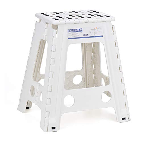 Acko White 18 Inches Non Slip Folding Step Stool for Kids and Adults with Handle