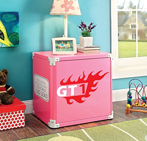HOMES: Inside + Out ioHOMES Antonio Flame-Decaled Pink Metal Nightstand, Pink