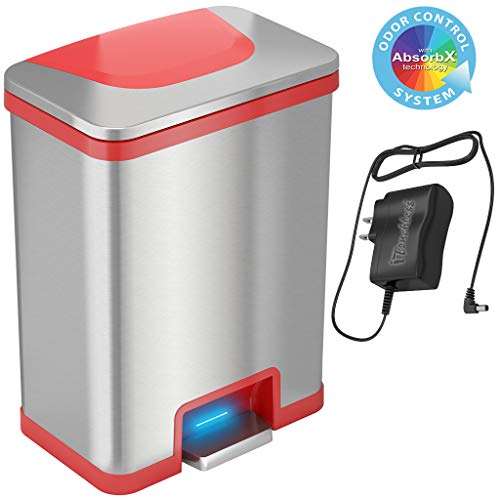 iTouchless 13 Gallon Automatic Step Sensor Trash Can with Odor Control System, Stainless Steel Kitchen Pedal Touchless