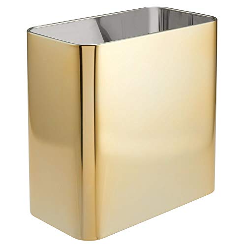 mDesign Rectangular Metal Small Trash Can Wastebasket, Garbage Container Bin - for Bathrooms, Powder Rooms, Kitchens, Home