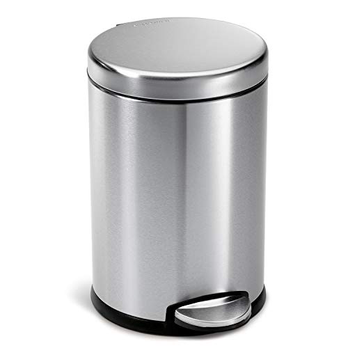 simplehuman, Brushed Stainless Steel 4.5 Liter / 1.2 Gallon Round Bathroom Step Trash Can