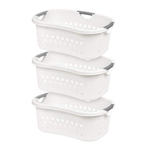 IRIS USA, Inc. HLB-1 Comfort Carry Laundry Basket, White, 3 Count