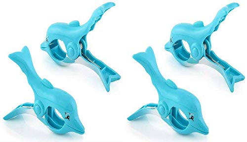 C&H Solutions 2 Pack Set Pair of Dolphin Beach Towel Clips Jumbo Size for Beach Chair, Cruise Beach Patio, Pool Accessories