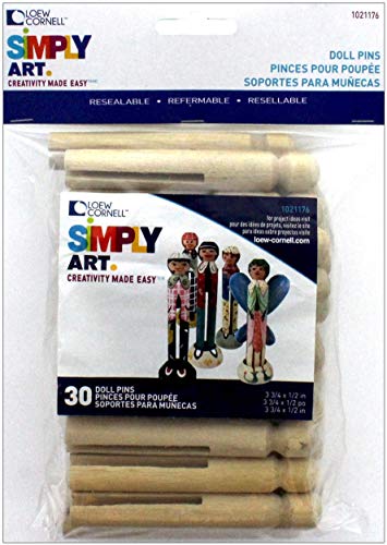 Loew-Cornell Simply Art Wood Round Doll Pins 30 ct.