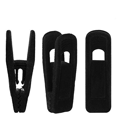 Tinfol Velvet Hangers Clips, 24 Pack Black Pants Hangers Clips, Strong Finger Flocked Clips Perfect for Use with Slim-line