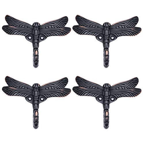 Ajaa Set of 4 Dragonfly Hooks for Coat Robe Towel Oil Rubbed Bronze