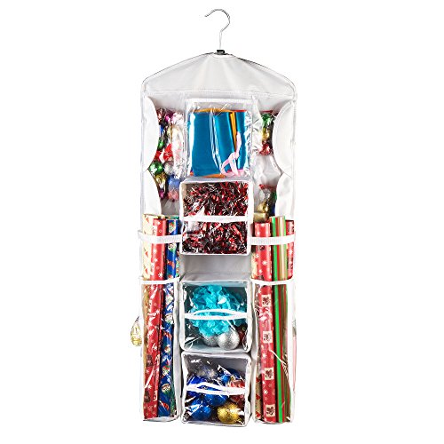 Elf Stor 83-DT5151 Double Sided | Hanging Gift Wrap and Bag Organizer | Space Saving |, White