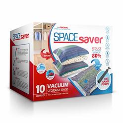 Spacesaver Space Bags Vacuum Storage Bags (Jumbo 10pk) Save 80% clothes Storage Space - Vacuum Bags for comforters, Blankets, Be