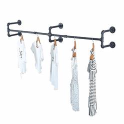 GWH Industrial Pipe Clothing Rack Wall Mounted,Vintage Retail Garment Rack Display Rack Cloths Rack,Metal Commercial Clothes